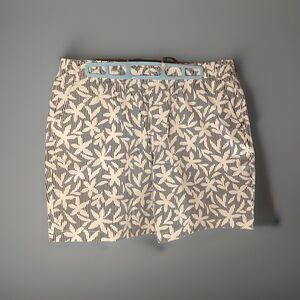 Lands End Womens Chino Shorts 7" Elastic Waist Pull On Floral Black/White Sz 14P